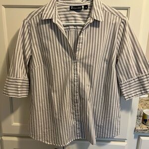 7th Avenue New York & Company striped button down shirt size L